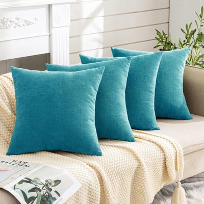 Decoratieve Kussenhoezen - Sierkussenhoezen Bank - Woonkamer Decoreren - Superzachte Chenille Stof - 45 x 45 cm - Groenblauw