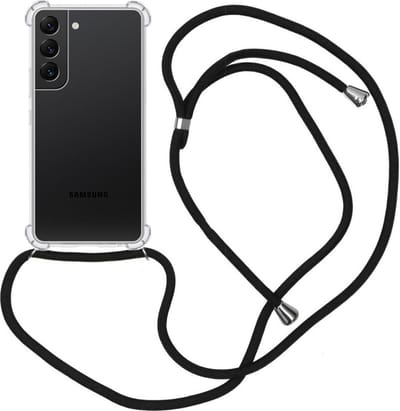 Hoes - Geschikt voor Samsung Galaxy S21 FE - Met Koord - Shock Proof - Siliconen Case - Back Cover - Telefoonkoord - Telefoon Hoesje Shockproof - Telefoonketting - Transparant