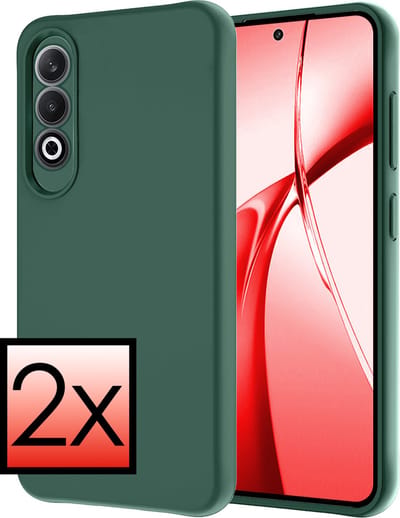 Hoesje - 2 Stuks - Geschikt voor OnePlus Nord CE4 - Sterk & Shockproof - Case Siliconen - Back Cover - Telefoon Hoes - Donkergroen
