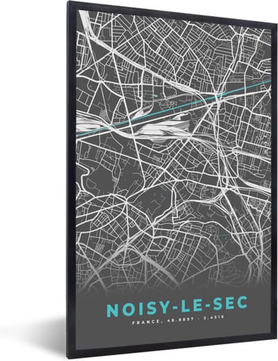 Fotolijst incl. Poster - Noisy-le-Sec - Frankrijk - Stadskaart - Kaart - Plattegrond - 40x60 cm - Posterlijst