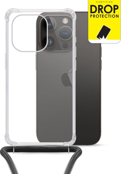 My Style Doorzichtig Telefoonhoesje geschikt voor Apple iPhone 14 Pro Flexibel TPU | My Style Loop Hoesje met koord | Doorzichtig Hoesje iPhone 14 Pro - Transparant