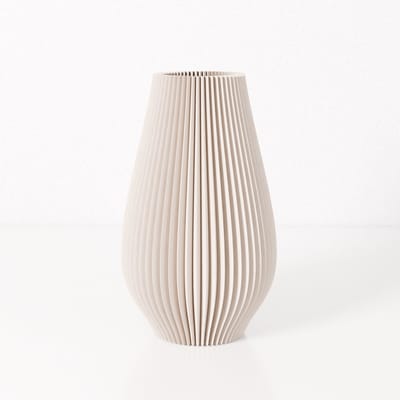 Fleuriek vaas EMMA - Beige H30 cm - Slanke vaas met geribbeld design - Moderne decoratie voor tafel of dressoir - Vaas voor zijdebloemen of droogbloemen