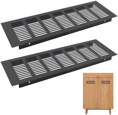 Allecto - Ventilatie Rooster - Aluminium Ventilatie Grill - Hoogwaardige Kwaliteit - Zwart - Ventilatie in Keukens - Geschikt voor Kasten en Kledi