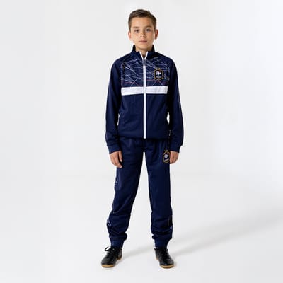 FFF Frankrijk Trainingspak Kinderen - Maat 116 - Frans Voetbalelftal - Voetbalkleding - Jongens & Meisjes - Officiële FFF Fanmerchandise