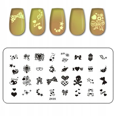 Born Pretty - Stempelplaat voor Nagel Decoratie - ZK-05 - Hart, Strik, Ster