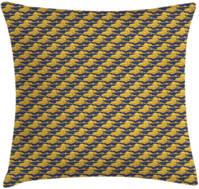 ABAKUHAUS Kussenhoes 40x40 cm – Dubbelzijdig bedrukt – Donker Indigo/Geel