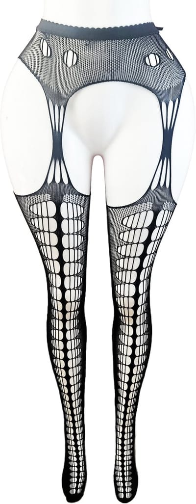 BamBella ® - Panty -Onesize - open kruis hoge kousen broek Dames - Onesize - sexy Erotische lingerie van kant zwart