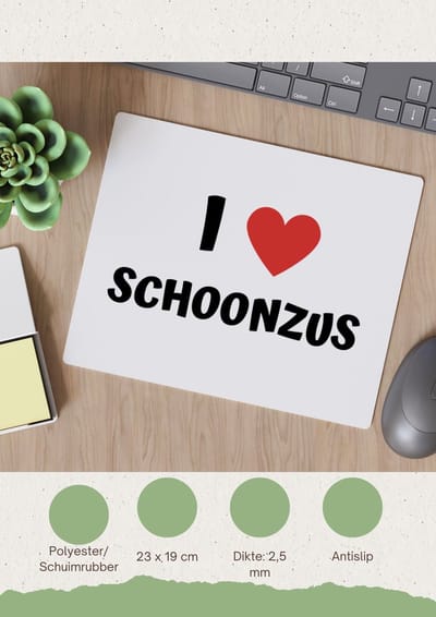 Akyol - i love schoonzus Muismat - Zus - de liefste schoonzus - verjaardag - cadeautje voor zus - zus artikelen - kado - geschenk - 23 bij 19 cm