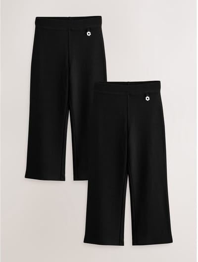 Next - Meisjes - 2 schoolbroeken met hoog aandeel katoen, stretchy, bootcut en elastische tailleband - Zwart