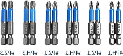 Set van 12 magnetische schroevendraaiers van S2 staal met PZ1, PZ2, PZ3, PH1, PH2 en PH3 bits voor elektrisch gebruik