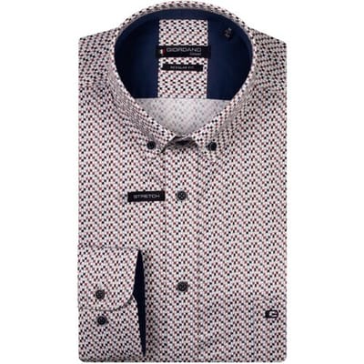 Giordano Overhemd Ivy Mini Fantasy Squares Pattern Satin Stretch Deep Mauve / male