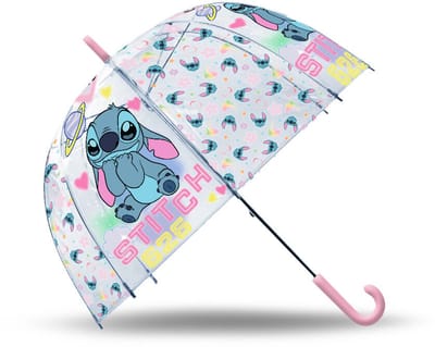 Disney Lilo & Stitch Transparante Paraplu - 46 cm - Koepelparaplu voor Kinderen - Blauw/Doorzichtig