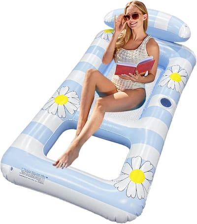 Opblaasbaar Zwembad - Luchtbed Lounge - Water Recreatie - Hoofdsteun Ondersteuning - 154 x 82 cm - Blauw