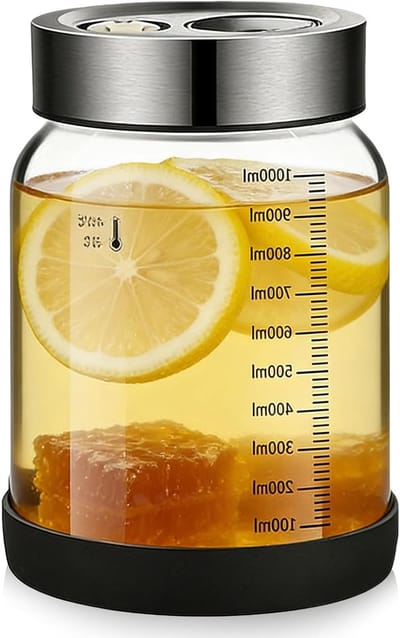 Fermentatieglas met Deksel van 1 Liter voor Kimchi en Zuurkool, Lekvrij en Luchtdicht, Ideaal voor Kefir en Groentemarinades