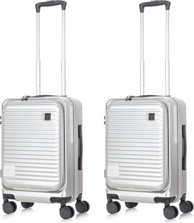 Praag Reiskofferset 2-delig - 2 x 39L - Handbagage koffer - Lichtgewicht & Uitbreidbare Opbergruimte - Laptopvak & TSA Slot - Perfect Voor Vliegtuig en Weekendtrips - Zilver