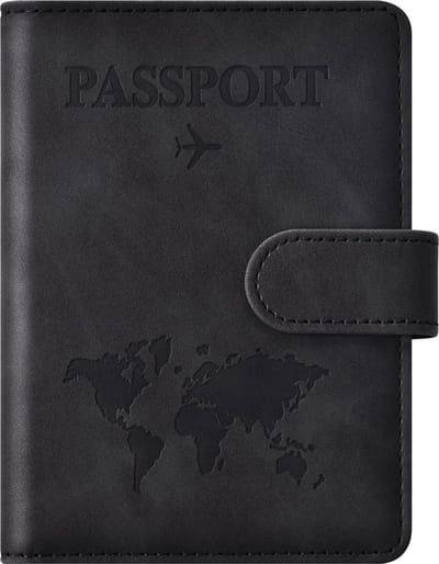 Nereb - Paspoorthouder - Paspoort hoes - Zwart - Anti RFID - Magneet sluiting Paspoort Portemonnee - Travel wallet - reisportefeuille - reisportemonnee - reisdocumenten organizer - reisdocumenten houder - reisdocumenten organizer