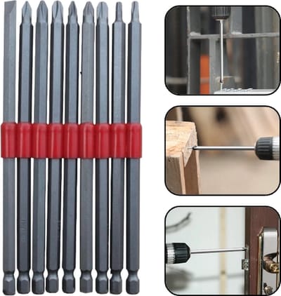 PD® - Bitset XXL Mix - 15 CM - 9 stuks - Platte Kop PZ1, PZ2, PZ3 - Kruiskop PH1, PH2, PH3 - Torx T15, T20