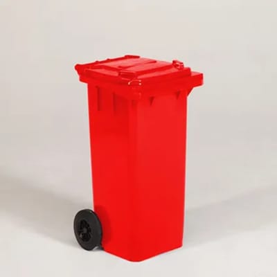 Engels Rode Afvalcontainer – 120 Liter, Hdpe Kunststof