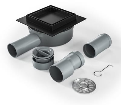 MTTProducts - Doucheafvoer - Vierkant 10 x 10 cm - 360° Sifon - Roestvrijstaal - Geurremmend Systeem - Geschikt voor Badkamer Renovaties - Goud