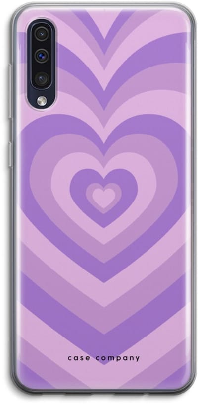Case Company® - Hoesje geschikt voor Samsung Galaxy A50 hoesje - Hart Paars - Soft Cover Telefoonhoesje - Bescherming aan alle Kanten en Schermrand