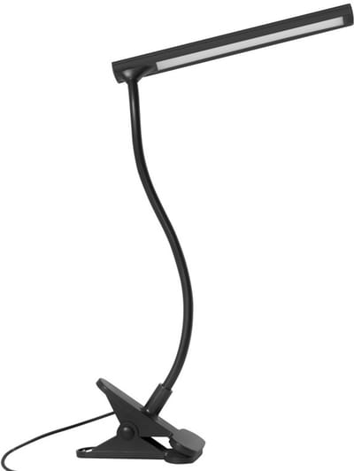 Klemlampen - LED Kantoorlamp, Leeslamp - [3 Verlichtingsmodi] Nachtkastlamp, 6W Clipbare Klemleeslamp met USB-adapter, 70CM 360° Flexibel voor E-reader/Bed/Kantoor [Energieklasse E]