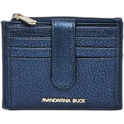 Geribbelde leren portemonnee met drukknoop vrouw Mandarina Duck