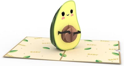3D Pop-Up Kaart Avocado Baby voor Zwangerschap, Baby Shower of Geboorte