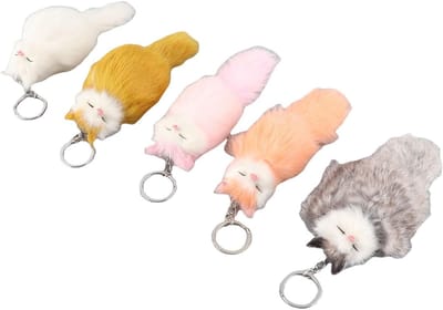 Dailygoods- Dierensleutelhanger Pluizig - Draagbaar - Schattig - Duurzaam - Stevig - Heldere Kleuren - Sleutelhanger