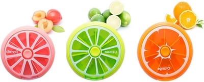 7 Dagen Pillendoos, Ronde Tablettenopslag, Handige Vitamine Organizer voor Reizen, 3 Kleuren: Groen, Oranje, Roze, 3 Stuks