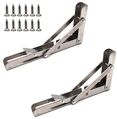 Set van 2 opklapbare plankbeugels 8 Inch voor kleine ruimtes