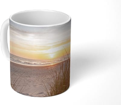 Mok - Koffiemok - Zonsondergang - Duinen - Zee - Mokken - 350 ML - Beker - Koffiemokken - Theemok