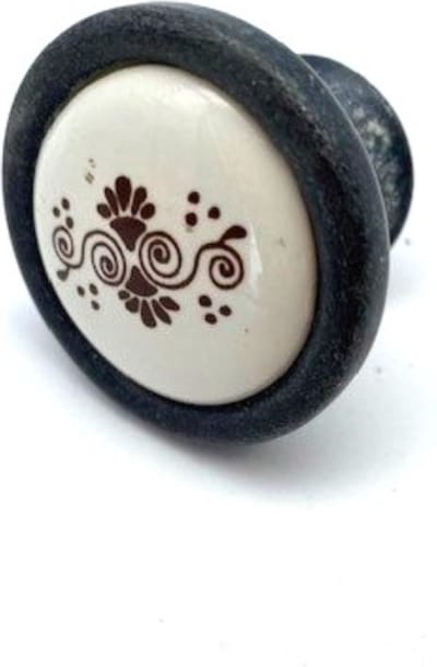 Knop Rustiek Ivoor Porselein Romantisch Serie P17 38mm bruine krullen