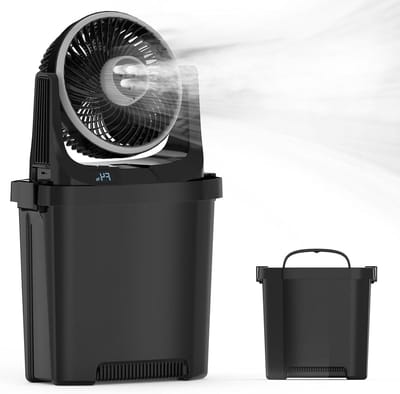 Draagbare luchtkoeler - Vernevelende ventilator - Buiten verkoelen - Grote watertank - 7000 ml - Wit