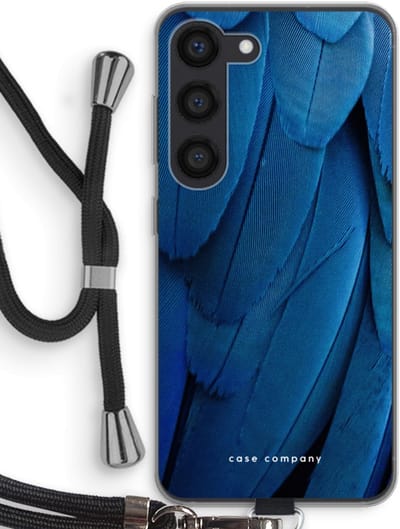 Hoesje met koord geschikt voor Samsung Galaxy S23 hoesje met Koord - Pauw - Telefoonhoesje met Zwart Koord - Bescherming aan alle Kanten en Over de Schermrand