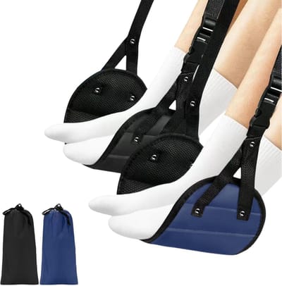 Famanu - Voetensteun Vliegtuig, 2 stuks Geüpgraded Voethangmat voor Vliegtuig met Memory Foam, Grote Voetensteun Vliegtuig, Zacht & Comfortabel voor Voetcomfort