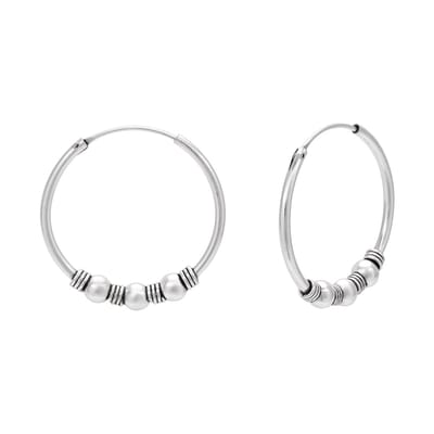 WeLoveSilver - zilveren oorbellen - Bali hoops met bolletjes - 20 mm