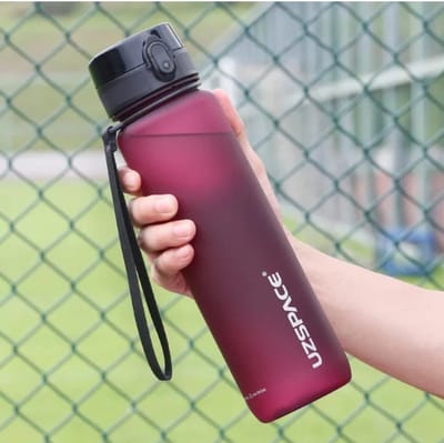UZSPACE Waterfles - Drinkfles 500 ml – BPA-Vrije Tritan Waterfles – 100% Lekvrij – Herbruikbare Sportfles met 1-Klik Deksel – Voor School, Sport & Kantoor – Paars/Rood