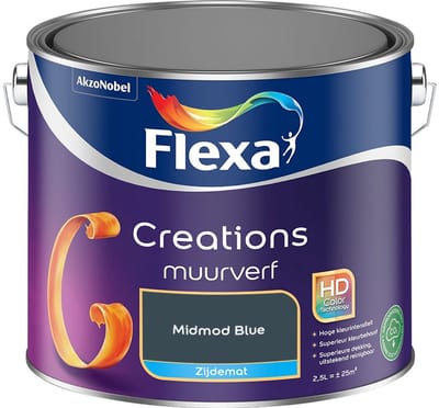 Flexa - Creations Muurverf Zijdemat - Midmod Blue - Mengverf - 2,5 L