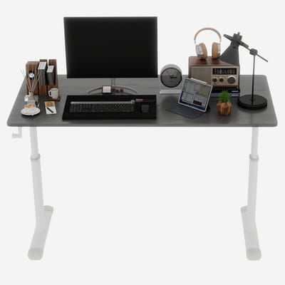 Merax Verstelbaar Bureau – Handmatig Zit Sta Bureau – Hoogte Verstelbaar Werkbureau – 120×60 cm – Grijs – Voor Thuis en Kantoor