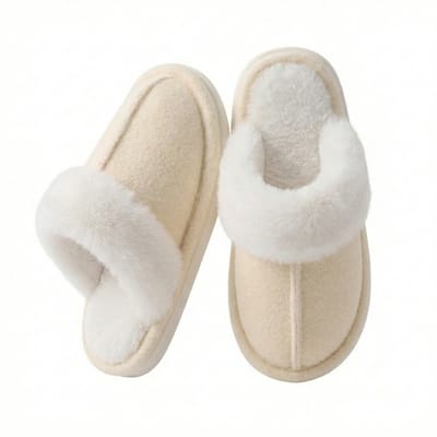 Somstyle Pantoffels voor Dames - Maat 38-39 - Antislip Zool - Sloffen met Pluche Voering - Beige