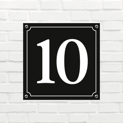 Huisnummerbord Klassiek - Nummer 10 - 14 x 11 cm - incl. bevestiging | - naambord - nummerbord - voordeur