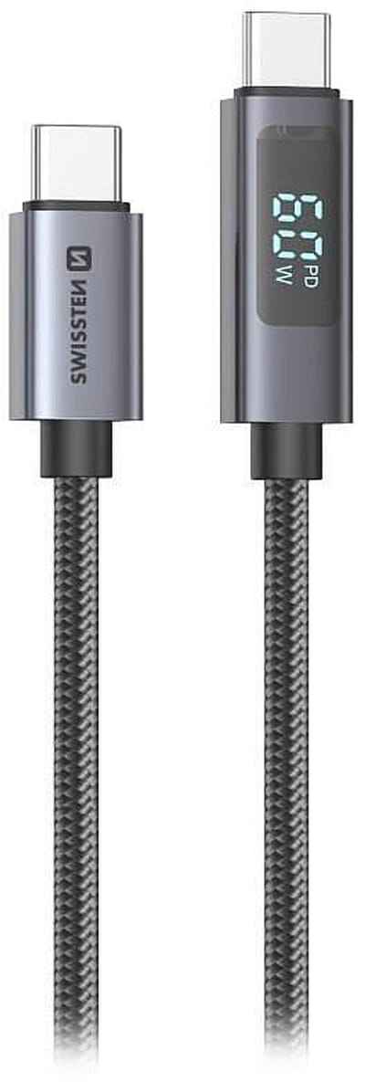 Swissten USB-C To USB-C Cable With LCD - 71551074 - 1.5 Meter - Black [TEST - NOT FOR SALE]