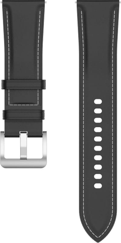 Leren bandje - geschikt voor Huawei Watch GT Runner 2 / GT 2(e) 46 mm / GT 3 / 4 / 5 (Pro) 46 mm / Watch 3 (Pro) / Watch 4 (Pro) / GT 6 (PRO) 46mm - zwart