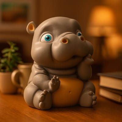 AnimalsAttitude – Kleine Baby Nijlpaard Figurine met Middelvinger – 3D-geprint PLA Beeldje – Funny Desk Decor & Unique Gift Item