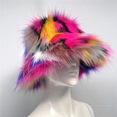 Nouveau Chapeau Seau Chaud d'Hiver pour Femmes en Fausse Fourrure Mode Large Bord Couleur Unie Chapeaux de Pêcheur Extérieur Hommes Vacances Décontracté Casquette Panama pink