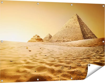 Gards Tuinposter Egyptische Piramides - Egypte - 120x80 cm - Tuindoek - Tuindecoratie - Wanddecoratie buiten - Tuinschilderij