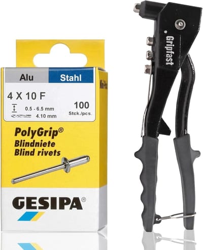Klinknageltangset met PolyGrip aluminium klinknagels - 4,0 x 10,0 mm - Ideale set voor doe-het-zelvers