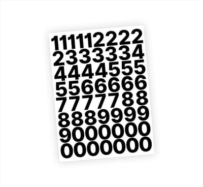 Cijfer stickers / Plaknummers - Stickervel Set - Zwart - 3cm hoog - Geschikt voor binnen en buiten - Standaard lettertype - Mat