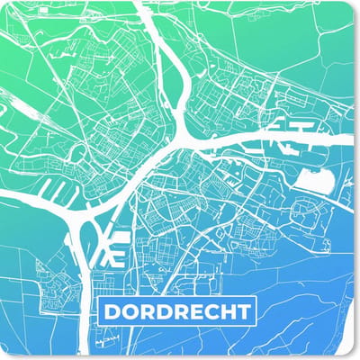 Muismat 20x20 cm - Mousepad Stadskaart - Dordrecht - Blauw - Nederland - Muismatten