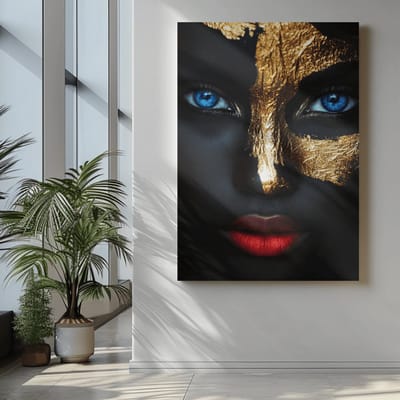 Canvas Schilderijen - Vrouw met Blauwe Ogen - 60x40x2 cm